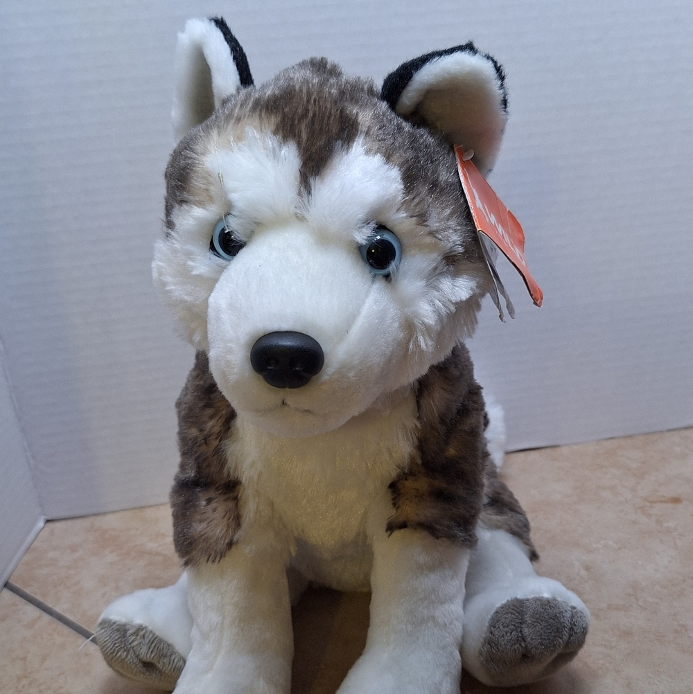 Wild Republic Cuddlekins Siberian Husky Blue Eyes Plush Husky II 11"